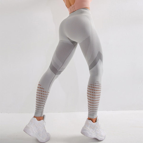 Yogabyxor Fitness Gym Leggings Träningslöpning för kvinnor Gray L