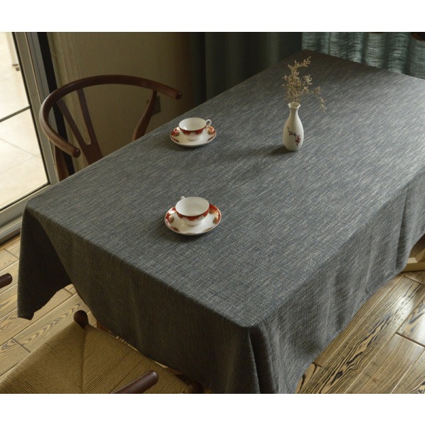 Linne Duk Soffbord Enkel Enfärgad Rund Bordsduk Japansk Bomull Linne Rektangulär Duk Light gray (thick) 135*260cm