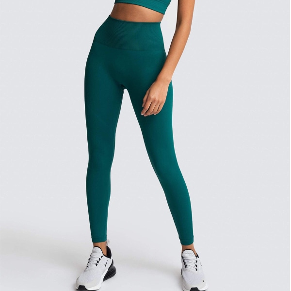 Sömlös Enfärgad Andningsbar Snabbtorkande Fitness Hög midja Persika Höfthöjning Skinny Stretch Hip Lift Yogabyxor för kvinnor 6095 pants-coffee L