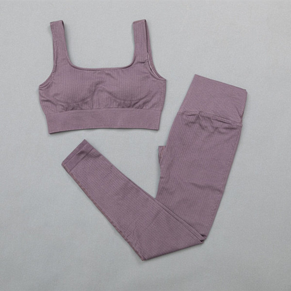 Yoga Dress Trenings Yoga Sett Treningsklær Leggings BH For Kvinner 3 pcs sets gray S