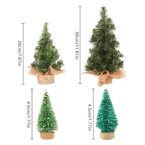 20/30cm Mini Juletræ Julekunstigt Bordplade Dekorationer Festival Miniature Træ Hjem Værelse Skrivebord Ornamenter Nytår 12pcs Green nomal