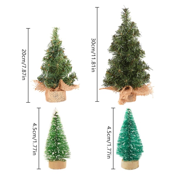 20/30cm Mini Julgran Xmas Konstgjord bordsskiva Dekorationer Festival Miniatyr Träd Hem Rum Skrivbordsdekorationer Nyår 12pcs Green nomal