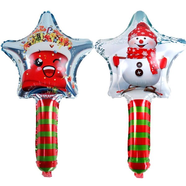 61 cm Jul Uppblåsbar Pinne Käpp Godis Älghuvud Pepparkaksgubbe Snögubbe Håller Ballong Party Dekoration Flicka Ballong Double side Snowman
