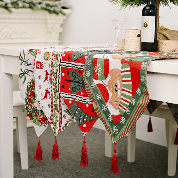 Nye Juledekorasjonsartikler Strikket Stoff Bordløper Kreativ Juleduk Spiseborddekorasjon Hjemmepynt Knitted cloth table runner elk style