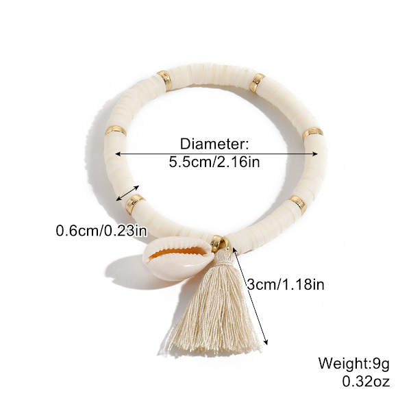 Armbåndssett Armbånd Flerfarget Dusk Polymerleire Skjell Bohemsk Armbånd S2305-28 mixed color tassel shell