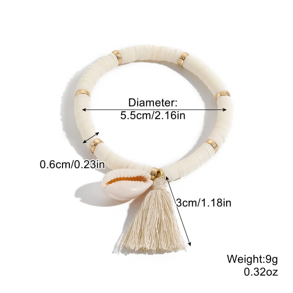 Rannekorusetti Monivärinen Tupsu Polymeerisavi Kuori Boheemi Rannekoru S2305-28 mixed color tassel shell