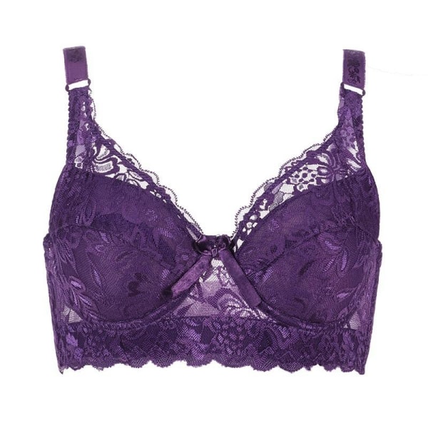 Dame Broderi BH Anti-hæng Samlet BH Bøjle Åndbar Justerbar BH Push-up BH'er Plus Størrelse 80B-105D Light coffee 44/100