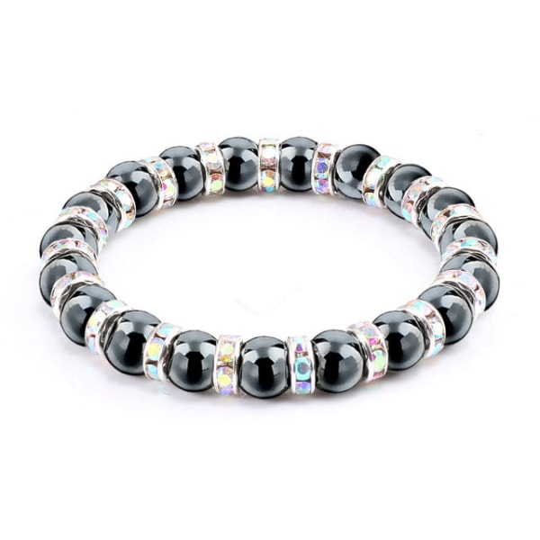Naturlige hæmatitperlearmbånd til mænd Uden magnetisk sundhedsbeskyttelse Dame Smykker Charm Krystalsten Stretch Armbånd Bangle Black Gold