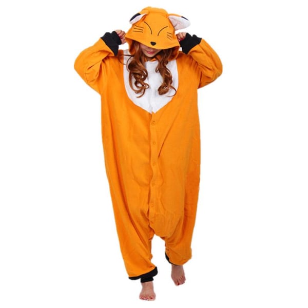 Män Kvinnor Kigurumi Onesie Pyjamas Unisex Animal Cosplay Kostym För Halloween Party Orange XS