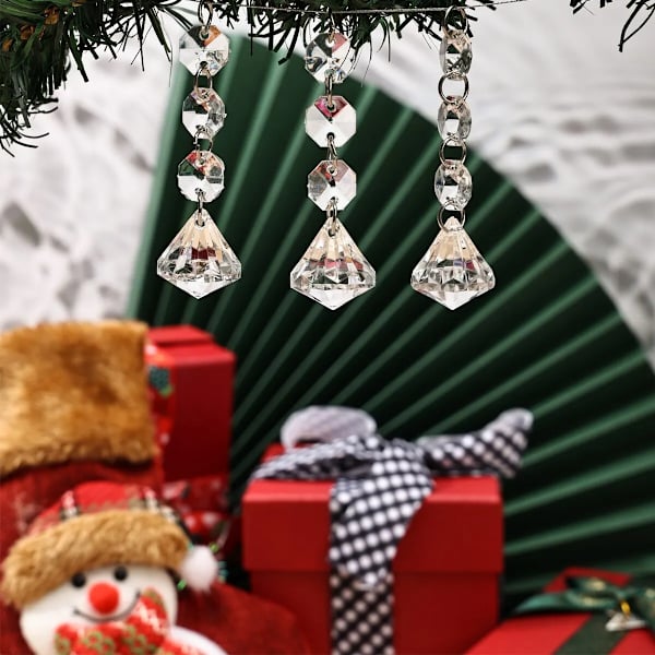 10 st Akryl Kristall Droppar Pärlor Julgransprydnader Träddekoration Girlang Ljuskrona Hängande Kristaller för Bröllopsfest HM22091901L-10pcs
