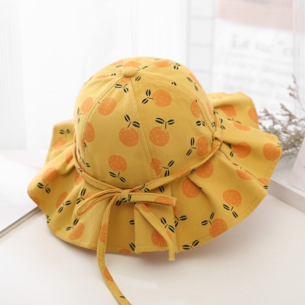 Sød Sommer Baby Pige Spand Hat Print Udendørs Sløjfe Børn Pige Solhat Børn Spædbarn Småbørn Panama Strand Kasket as pictures for 2-7 years