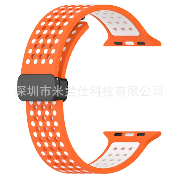 Kellon ranneke Apple Watch iWatch 38/40/41/42mm - S10 oranssi valkoinen