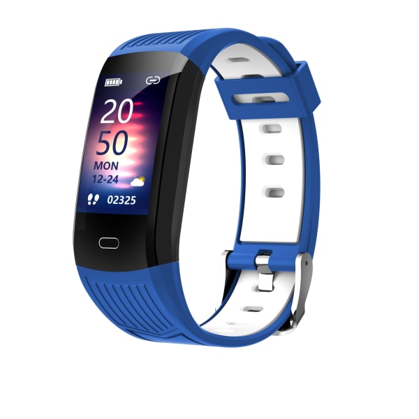 Smart Armband Anpassad Bakgrundsbild Pulsmätning Väder Musik Vattentät Sportarmband Klocka Outer blue and inner White
