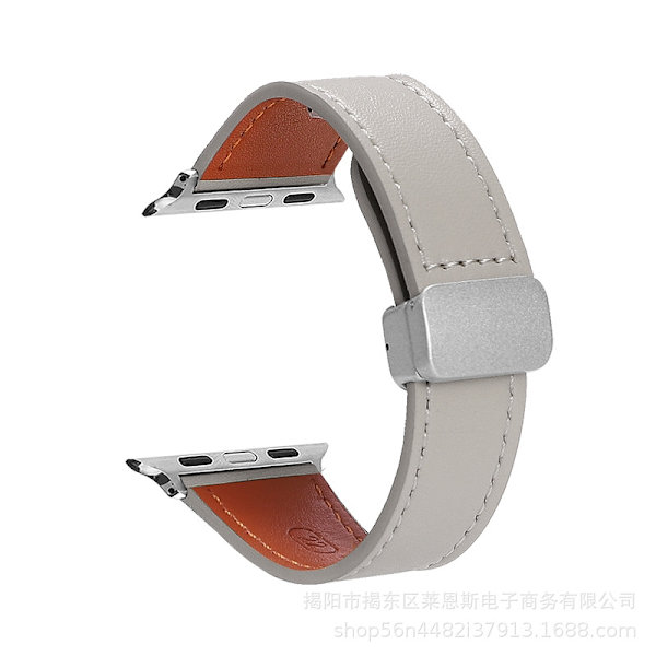 Klockarmband för Apple Watch iWatch Passande storlek 38-40-41mm s10-42mm PG-Elefant Grå-Silver Spänne Ai-Shi Magnetiskt Vikspänne