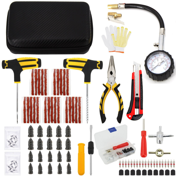 Bil Däck Reparationsverktyg Kit Dubbsats Auto Cykel Punktering Plugg Garage Nåltång Vakuumfilm Spikskruvar Med Förvaringsväska Overseas CASE-A-5PCS