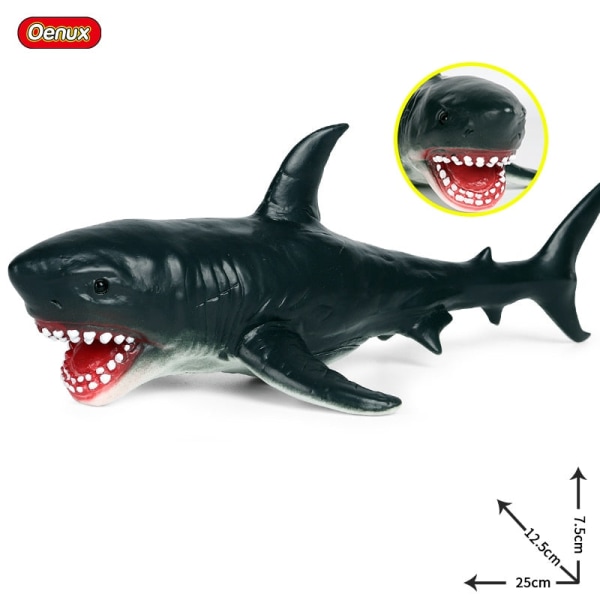 Oenux Stor storlek Sea Life Djur Mjuk vit haj Stor haj Actionfigurer Modell verklighetstrogna pedagogiska leksaker för barn Present without box4