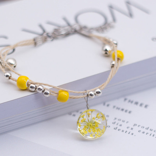 Glas Torkad Blomma Växt Armband Koreansk Enkel Personlig Hipster Körsbärsblom Studentpresent Keramisk Prydnad 15 small round leather dandelion