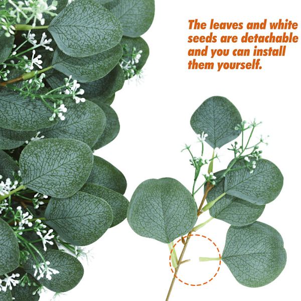 5 stk. Kunstige Planter Grønne Eukalyptusblade DIY Brudebuket Falske Blomster Til Hjemmehavefest Bryllupsblomsterdekorationer C