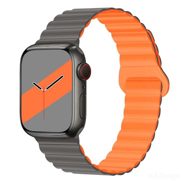 Kellon ranneke Apple Watch iWatch 38/40/41mm harmaa oranssilla