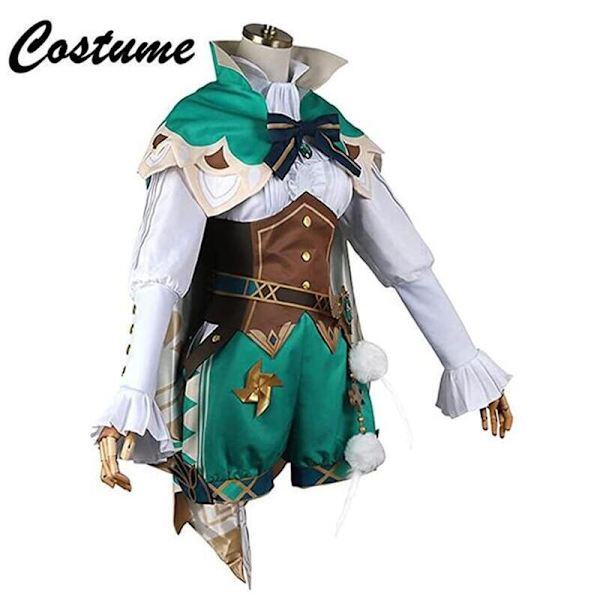 Venti Cosplay Kostymer Spel Genshin Impact Barbatos Cosplay Peruk Hatt Kappa Tillbehör Kostym Halloween Kostymer för Kvinnor Män costume M