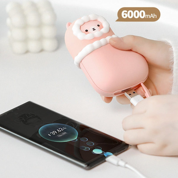 Mini Söt Handvärmare Vintervärmare Handvärmare Uppladdningsbar USB Power Bank Laddning Bärbar Praktisk Värmande Calentador för Flickor CatPow3000mah