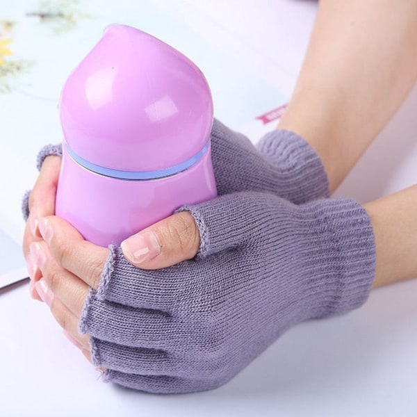 1 par Unisex Svarta Halvfinger Fingerlösa Handskar för Kvinnor och Män Ullstickade Handleds Bomullshandskar Varma Vinterarbetshandskar Red One Size