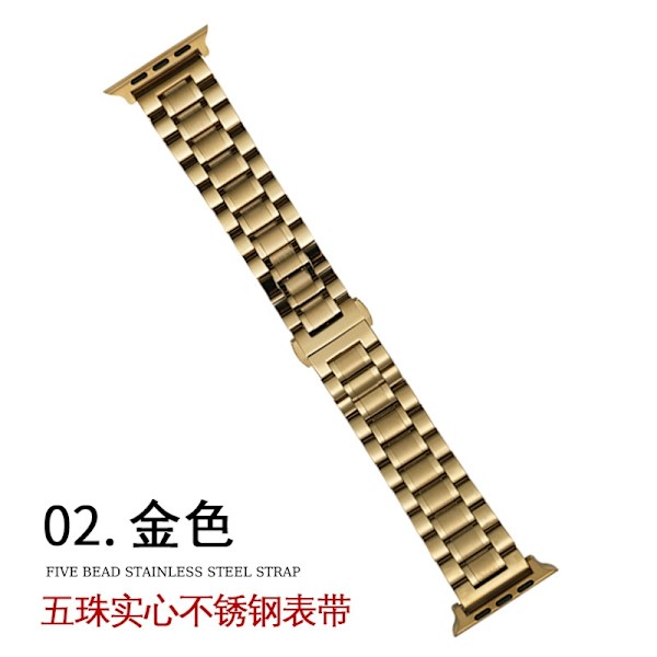 Klockarmband för Apple Watch iWatch för 38-40-41mm guld solid fjärilslås