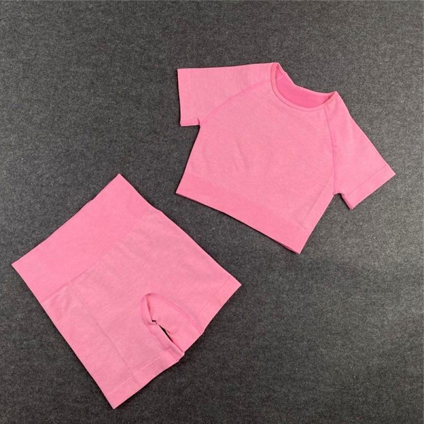 Joogasetti treenipaitoja urheiluhousut rintaliivit kuntoilu juoksu urheilusetti naisille pink-DD M