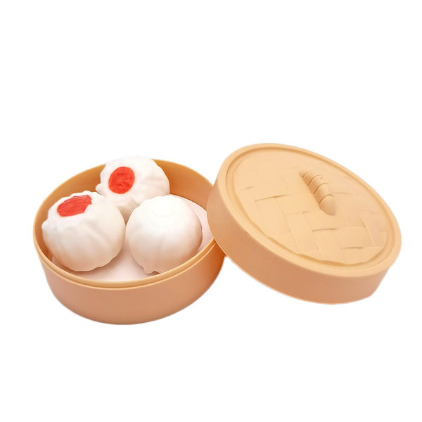 Simulering av ångkokta köttdumplings hel person klämleksaker dekompressionsleksaker TPR tryckavlastning kläm dekompressionsverktyg Single steamer