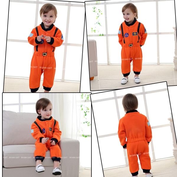 Umorden Astronautdräkt Rymddräkt Sparkdräkter för Spädbarn Småpojkar Halloween Jul Födelsedagsfest Cosplay Maskerad Orange 80 (6-12M)