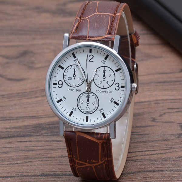 Gave Tre Øyne Herreklokke Herre Quartz Klokke Blått Lys Glass Rem Klokke Herreklokke A black brown belt