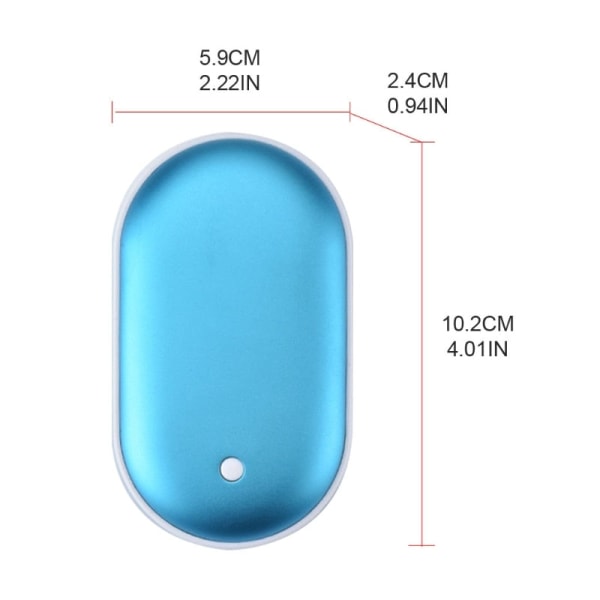 Bærbar Mini Håndvarmer 2 I 1 USB Oppladbar Brostein Lomme Mobil Powerbank Gjenbrukbar Elektrisk Vintervarmer Blue
