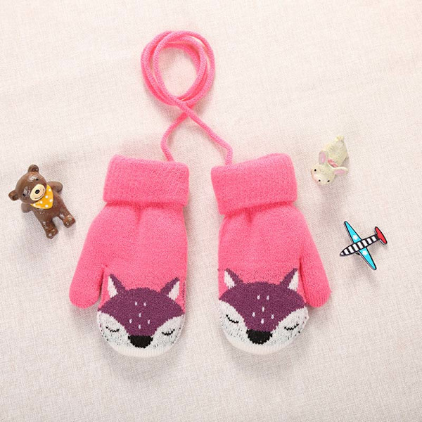 Tegneserie Rev Babyvotter Vinter Varme Barne Baby Jente Hansker Strikkede Barn Småbarn Tannvotter Handschoen style1 pink