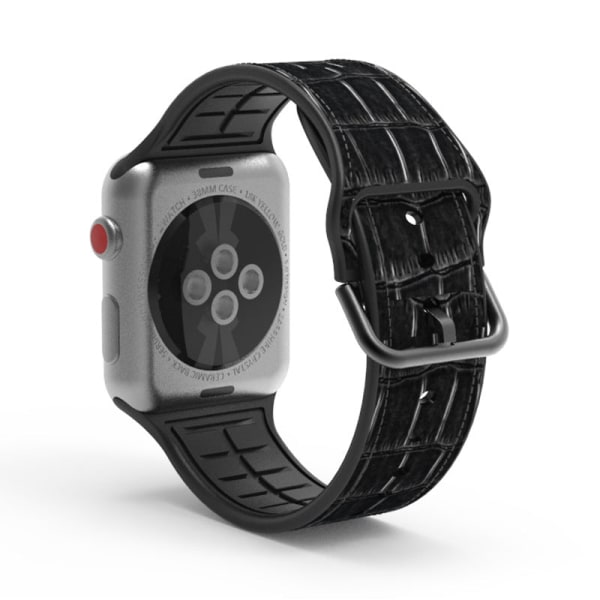 Läderarmband för Apple Watch och Apple Watch Crocodile skin Black 42/44mm