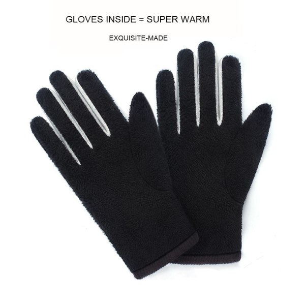Herr Vinter Varma Mode Vattentäta Handskar Herr Faux Läder Körhandskar Tunna Läderhandskar för Pekskärm Brun Guantes A Black One size