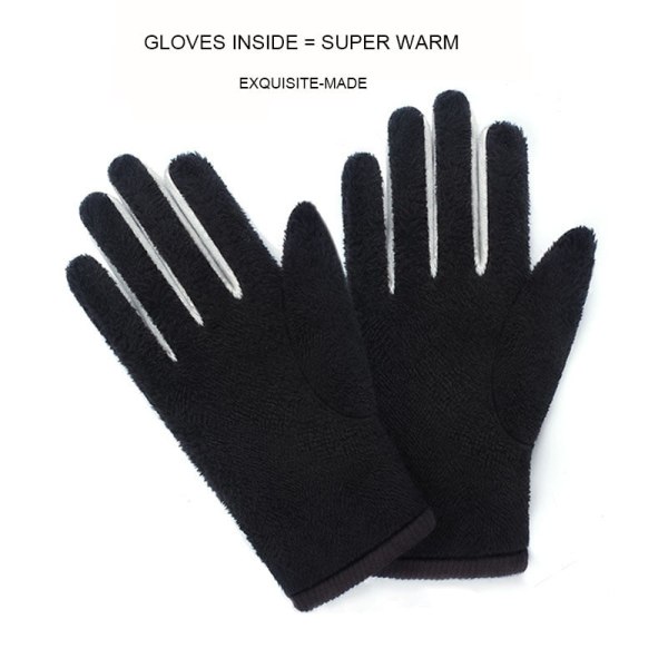 Vintervarmt mode för män Vattentäta handskar för män Körhandskar i konstläder Tunna läderhandskar för pekskärm Bruna garantier A Black One size
