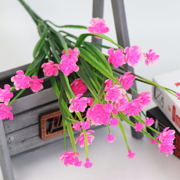 Kunstige Blomster Simulation Buket af Blomster Udendørs Buske Uvandet Plante Hængende Blomsterpotter Hjemmefest Have Veranda Vindue HQ-4-yellow