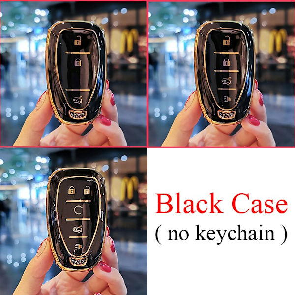 Nyt TPU Bil Nøgle Etui Cover Til Chevrolet 2017-2019 Chevy Malibu Camaro Cruze Traverse Sonic Volt Bolt Equinox 3/4/5 Knapper Nøgle Gray Keychain C 4 Buttons