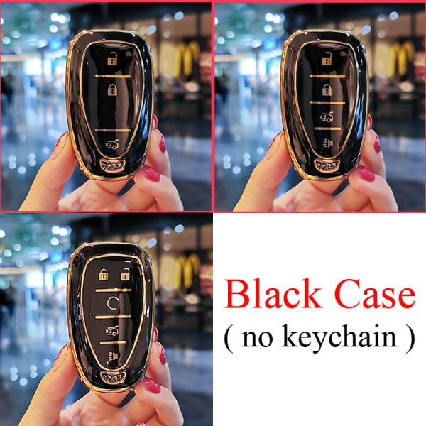 Nytt TPU case för Chevrolet Sonic Cover Bolt Equinox 3/4/5 knappar nyckel Black Keychain B 3 Buttons