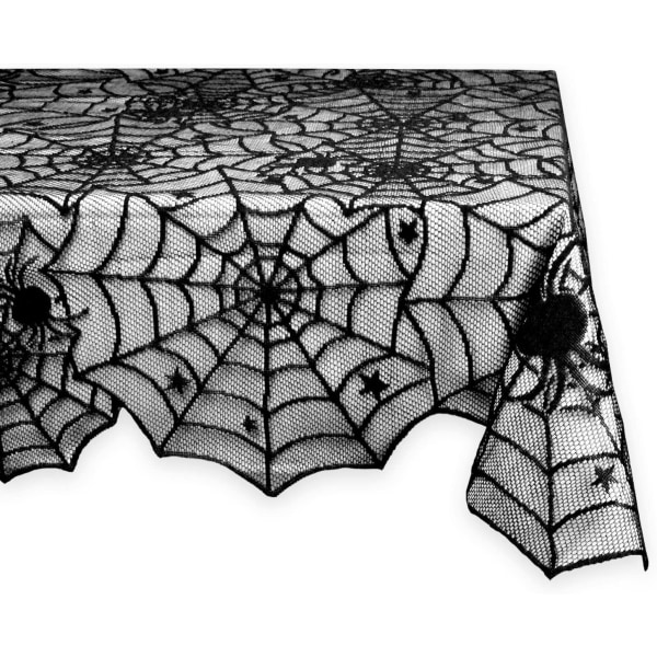 Halloween bordsduk Spider Web Öppen spis Handduk engångs svart spindelnät lampskärm Dekorativ bordslöpare Set M Spider tablecloth 137x183cm Black