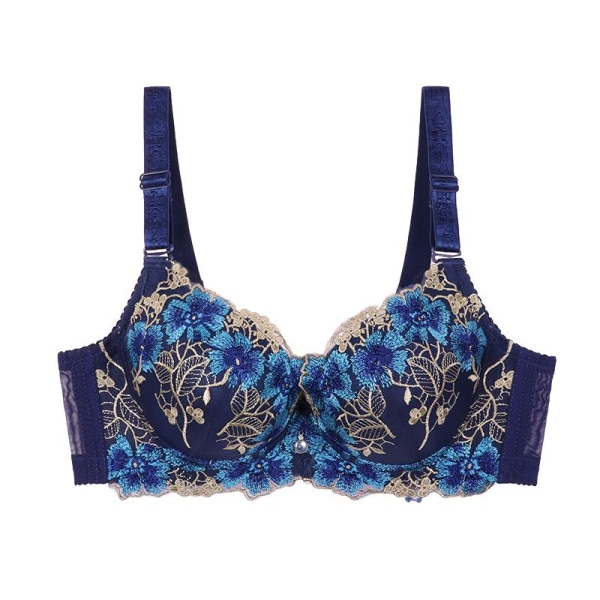 Klassisk Kineseri Broderi BH Stor Størrelse Push Up BH Tykk Polstring Bryst BC Cup Undertøy Grey 38/85