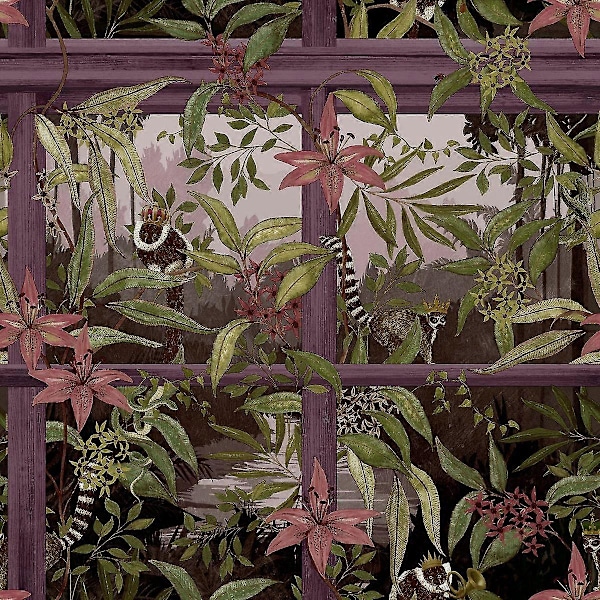 Outside In Tropical Window Tapet Plomme Holden 13141