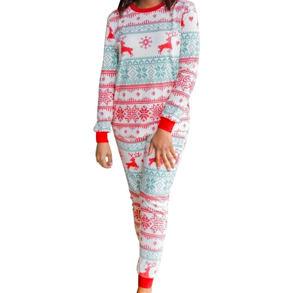 Joulu Pyjamat Yhteensopivat Perhe Pyjamat Vanhempi-lapsi Asu Hirvi Poropainatuksella Pitkähihainen Paita ja Alaosa Oloasu 3M