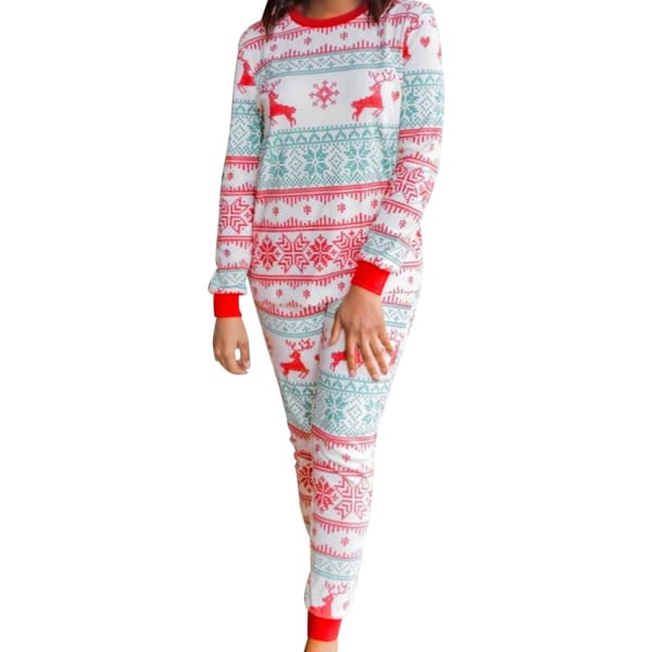 Julpyjamas Matchande Familjepyjamas Pyjamas Förälder-barn Outfit med Ren Tryck Långärmad Tröja och Byxor Loungewear 9M