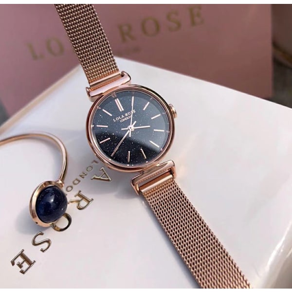 Lola Rose Litet Grönt Klockset Roller Liten Gyllene Klocka Fyrkantig Brittisk Stjärnklar Klocka Flicka 11 diamond shell mesh belt