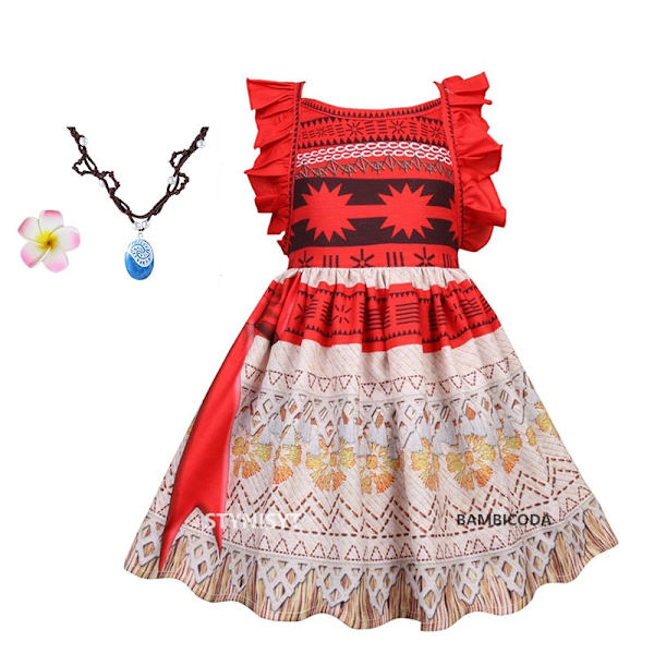 Moana Klänning Kostymer Cosplay Småbarn flickklänningar Anime Film Moana Kostym Halloween Kostymer Presenter till Flicka Klänning För Flickor B 24M(90)