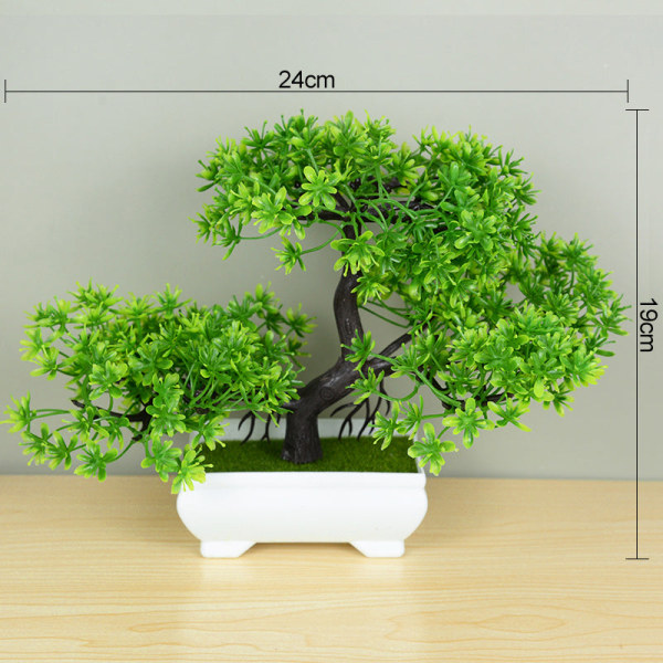 Kunstige planter i potte Grønn Bonsai Lite tre Gressplanter Potte Ornament Falske blomster for hjem hage dekorasjon Bryllupsfest B