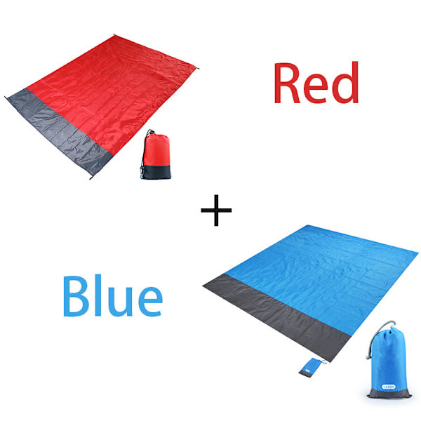 Strandtæppe Sandtæt Strandmåtte Strandlagen Vandtæt Sandmåtte med Pløkker Letvægtsmåtte til Picnic Camping DP SET 140X200cm
