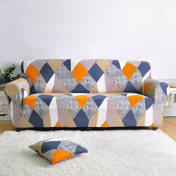 Geometriskt Elastiskt Sofföverdrag för Vardagsrum Modernt Sektionshörnsoffa Överdrag Soffskydd Stolsöverdrag 1/2/3/4 Sits Grey 1-seater 90-140cm