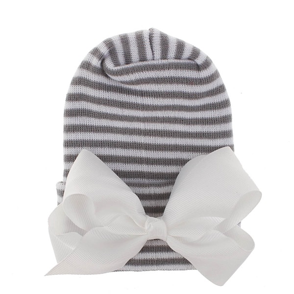 Babyhue Vinterhue Beanie Dobbeltlags Fortykkede Sløjfehue Baby Ny Hospitalshue #8 white knot gray cap Average size